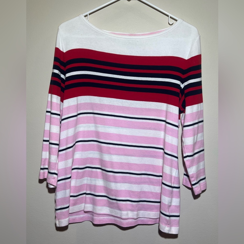 Talbots The Talbots Tee long sleeve top women’s L striped cotton business casual